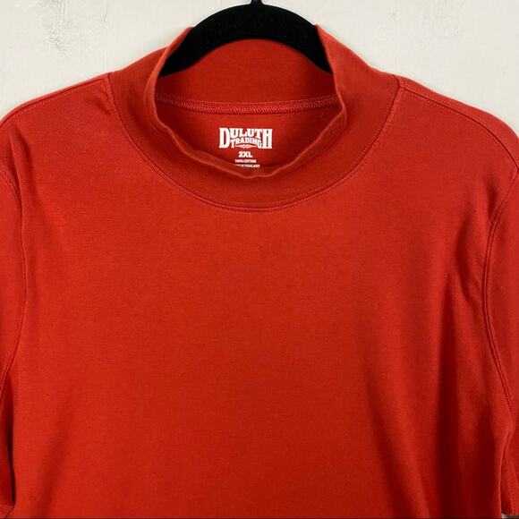 Duluth Dark Orange Cotton Knit Mock Neck Top 2XL - Picture 3 of 4